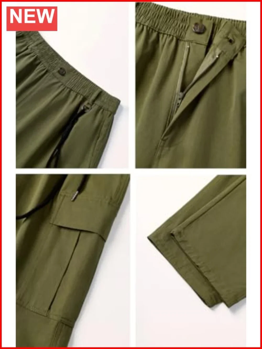 Mens Baggy Cargo Pants Elastic Waist Multi Pockets Streetwear